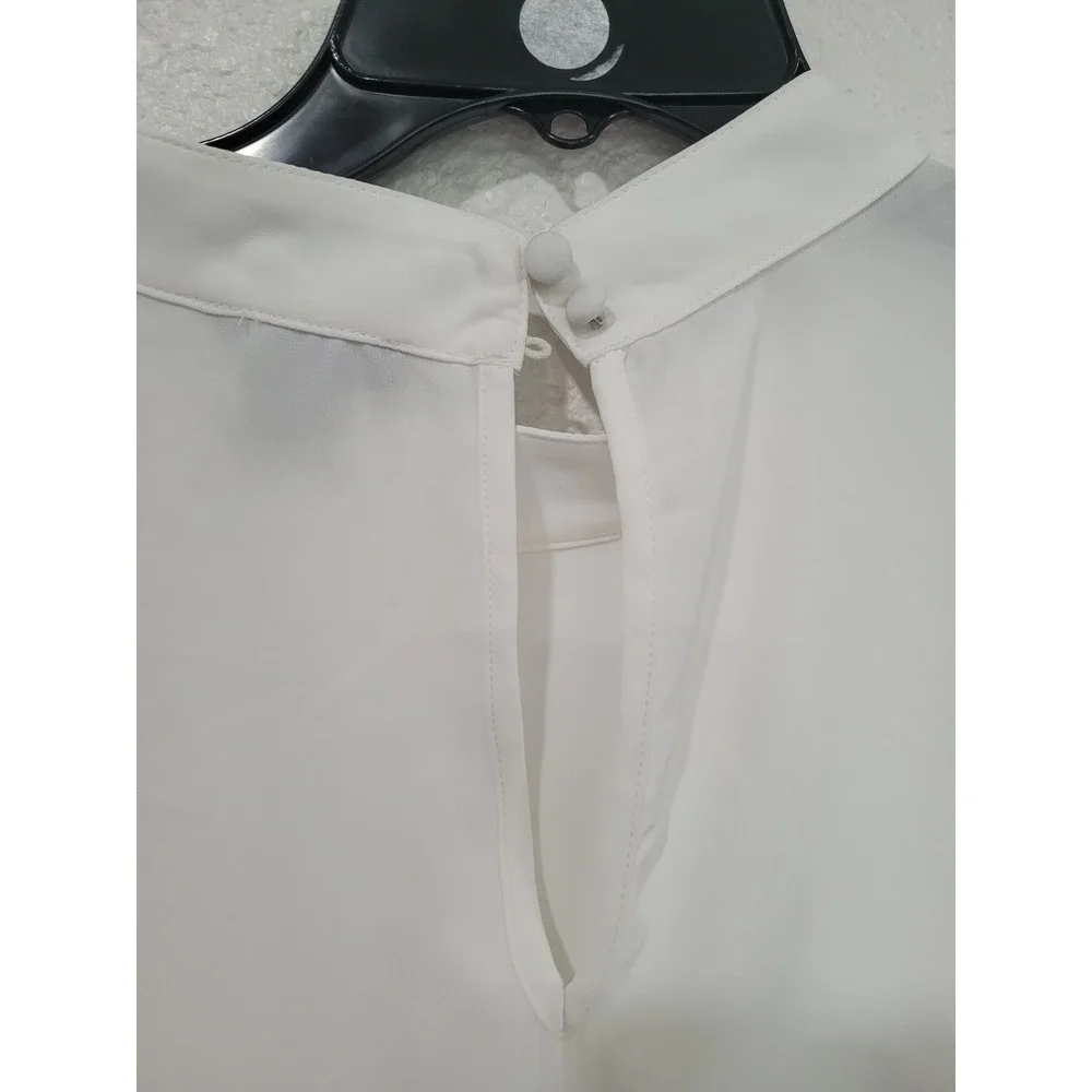 Halogen Womens White Mock Neck Keyhole Back Sleeveless Blouse‎ Plus Size 1 #22